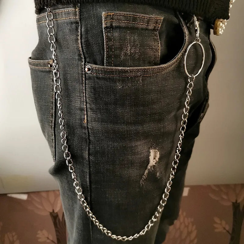 Metal Wallet Chain Keychain for Hip Hop Rock Punk Style Trousers with Hook and Clip Ring