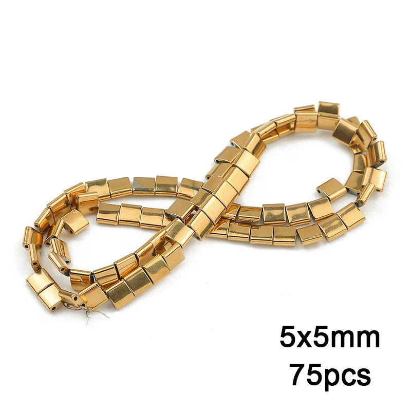 Hematite Natural Stone Gold Plated Loose Beads for DIY Jewelry Making - Star and Heart Shapes