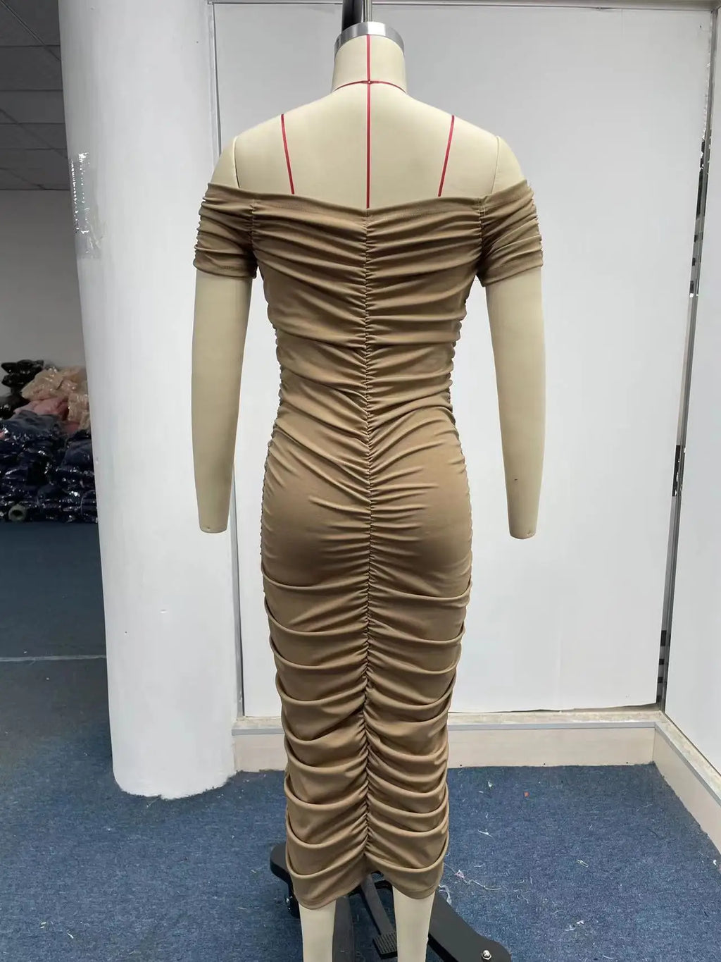 One Shoulder Pleated Dress in Solid Color for Summer