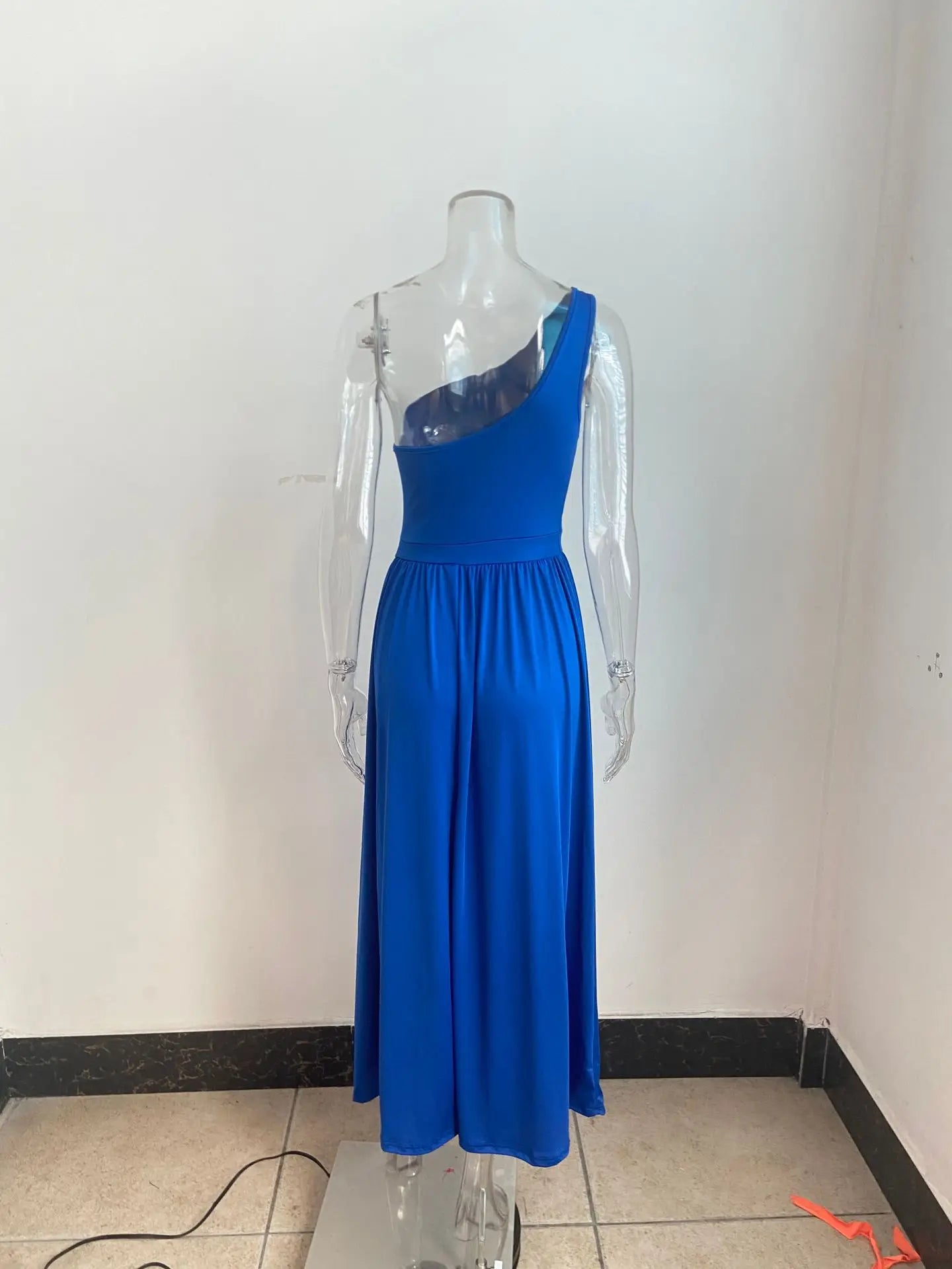 One Shoulder Slit Maxi Dress Elegant Evening Gown For Women