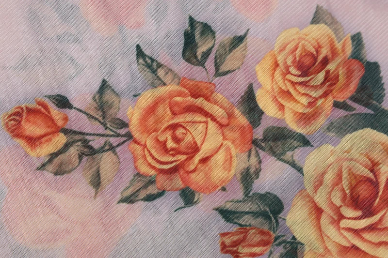 Sheer Mesh Floral Maxi Dress Long Sleeve Beachwear