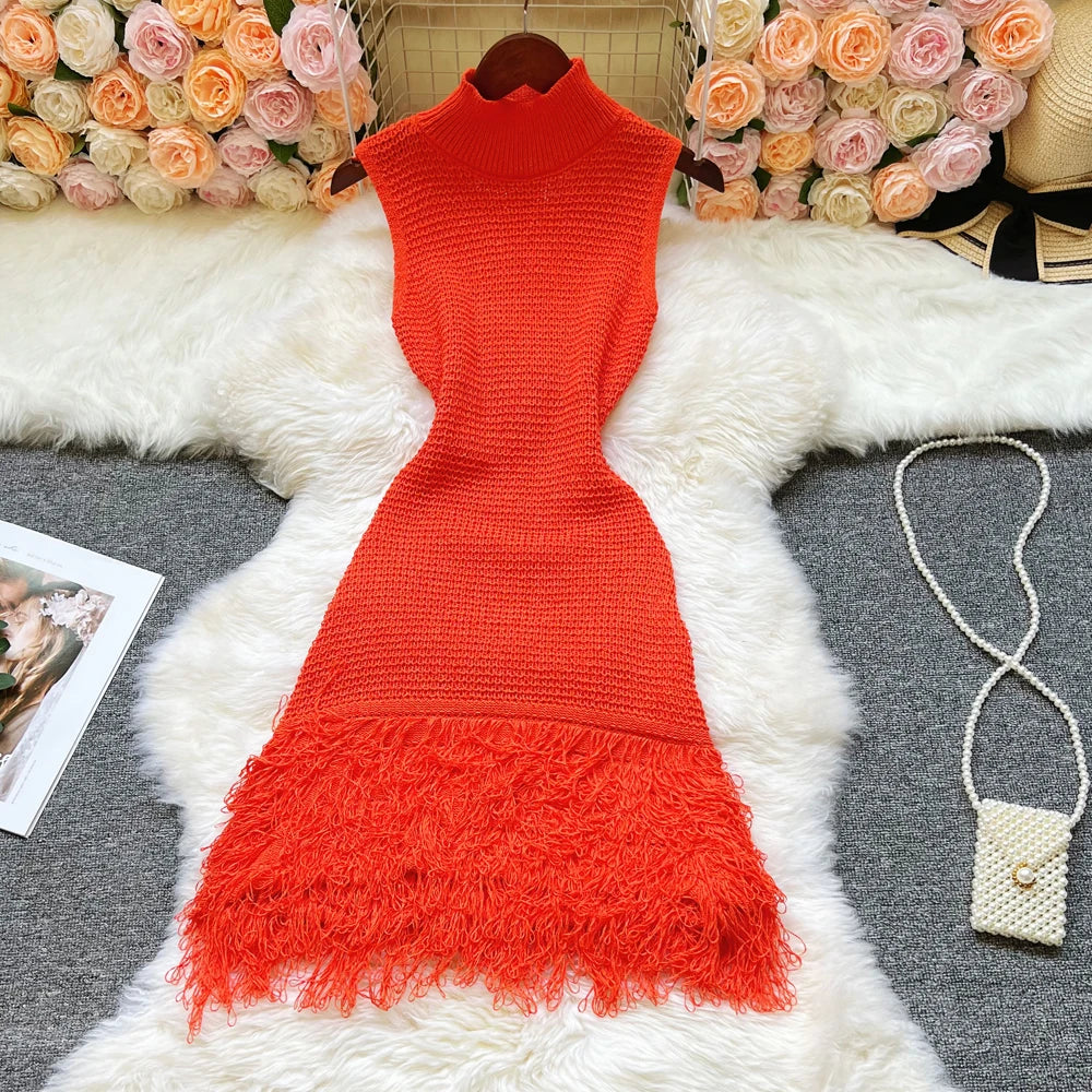 See Through Crochet Knit Dress For Women Beach Party Wear