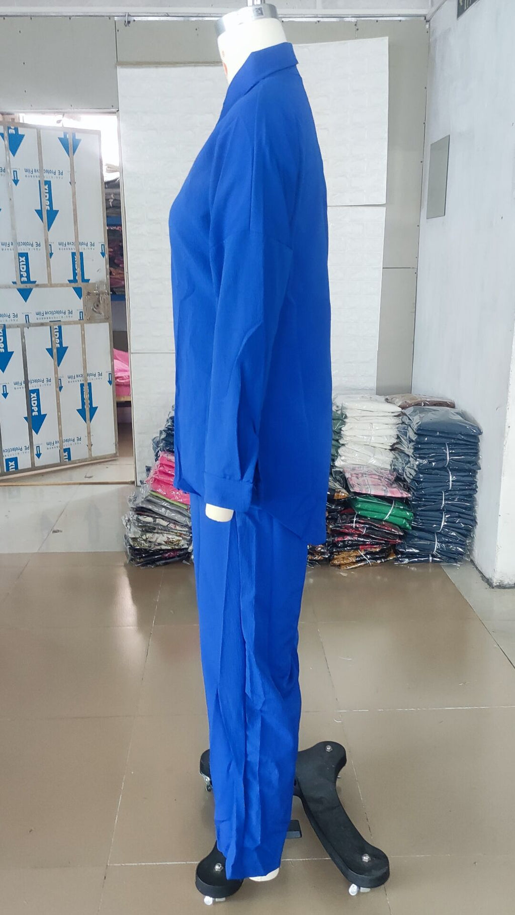 Summer Casual Outfits for Women Loose Long Sleeve Shirt and Wide Leg Pants Two Piece Set