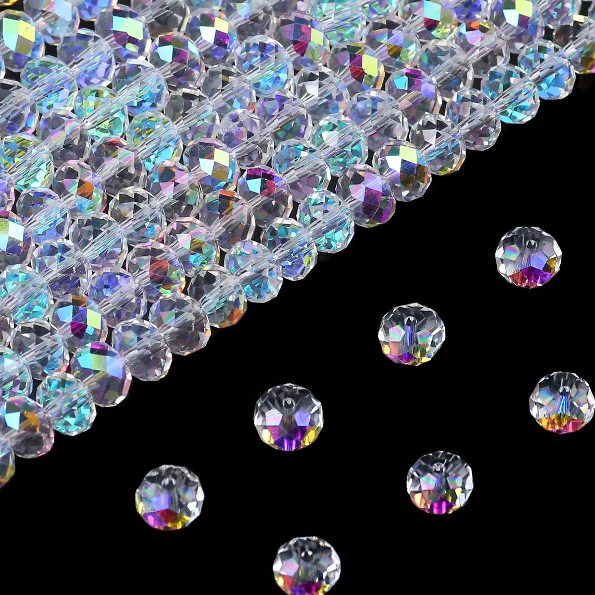 Austrian Crystal Transparent AB Glass Beads for DIY Jewelry Making in 3mm, 4mm, 6mm, 8mm Sizes