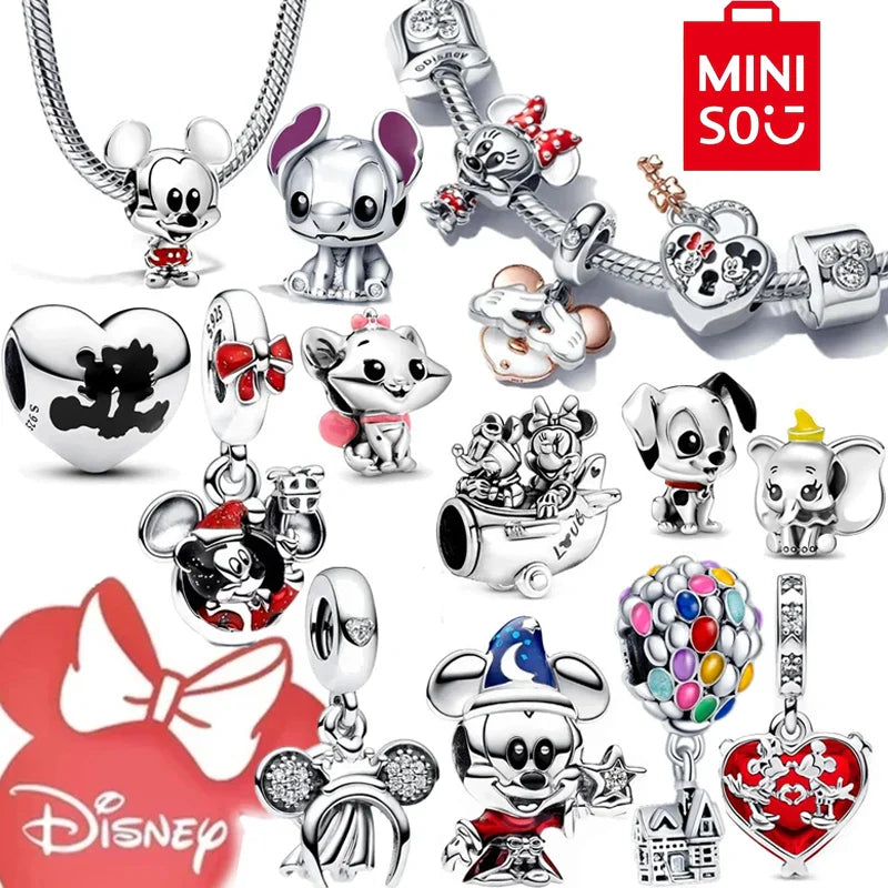 Disney Stitch and Minnie Mouse Charms Dangle Fit 925 Silver Bracelet for Jewelry Making
