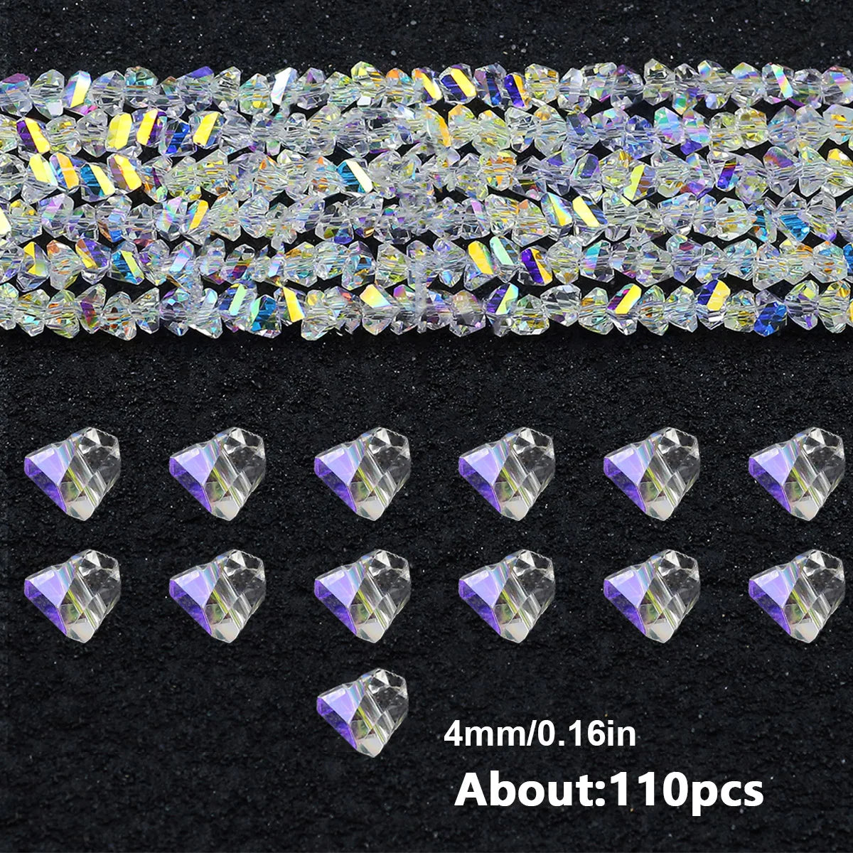 Austrian Crystal Transparent AB Glass Beads for DIY Jewelry Making in 3mm, 4mm, 6mm, 8mm Sizes