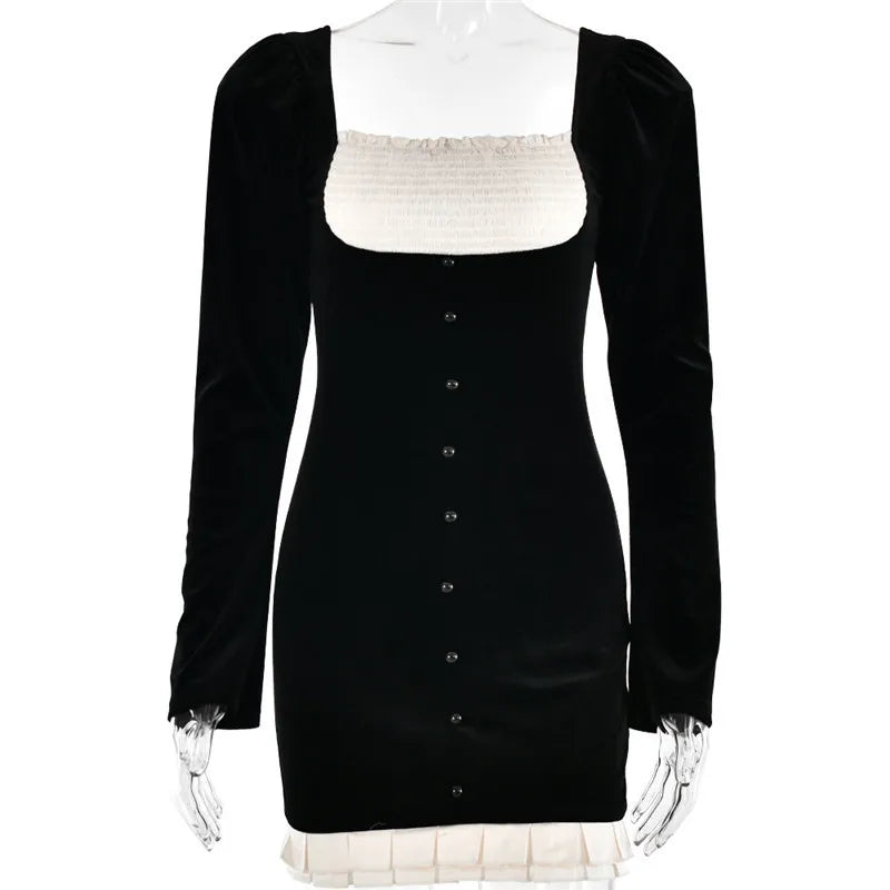 Elegant Backless Long Sleeve Bodycon Mini Dress for Party