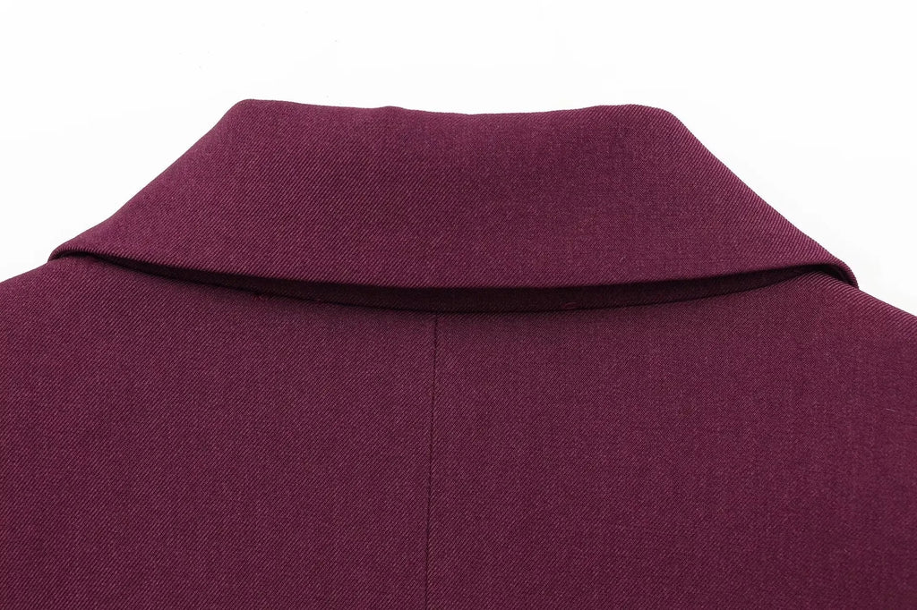 Women's Oversized Suit Jacket and High Waist Wide-Leg Trousers Set with Double-Breasted Top for Spring Fashion