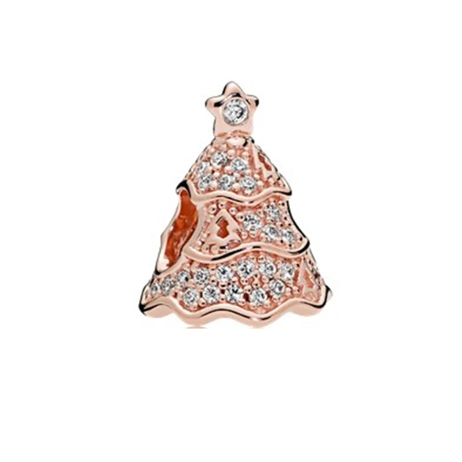 Plated Rose Gold Sparkling Pink Hot Air Balloon and Heart Charm Bead for Silver 925 Bracelet DIY Jewelry