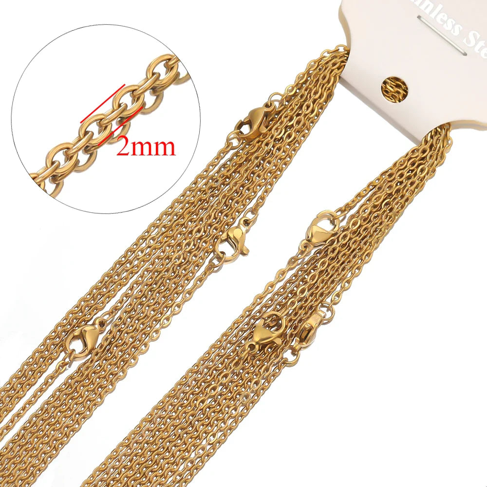 10 Pieces 50cm Gold Stainless Steel Link Chains for Jewelry Making and DIY Projects