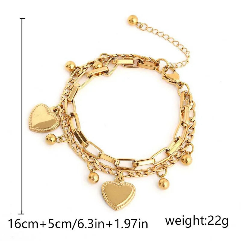 Women's Multi Layered Steel Ball Love Bracelet for Travel, Date, Party and Festival Gifts