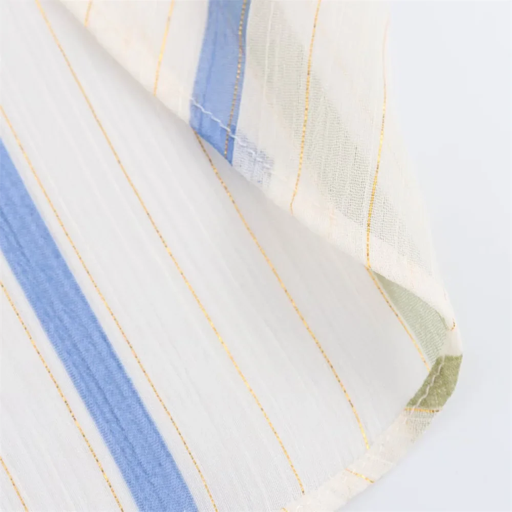 Women's Fashionable Casual Striped Lapel Shirt Long Sleeve Versatile Metal Tone Accent Autumn Blouse