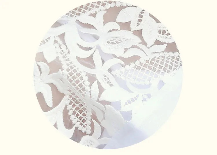 Sexy White Lace Patchwork Chiffon Button-Up Shirt for Women Casual Loose Half Sleeve Blouse Summer Top