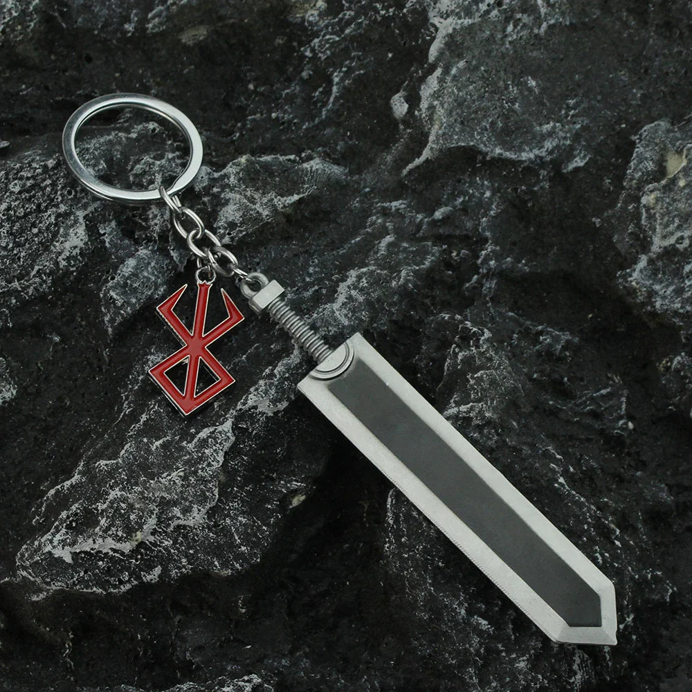 Anime Berserk Sword Keychain Black Swordsman Metal Keyring Cosplay Jewelry Dragonslayer Design for Men