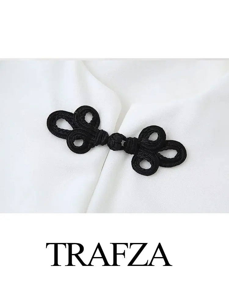 Women's Summer 2-Piece Set Solid Color Puff Sleeve Shirt and Zipper Mid-Rise Street Pants