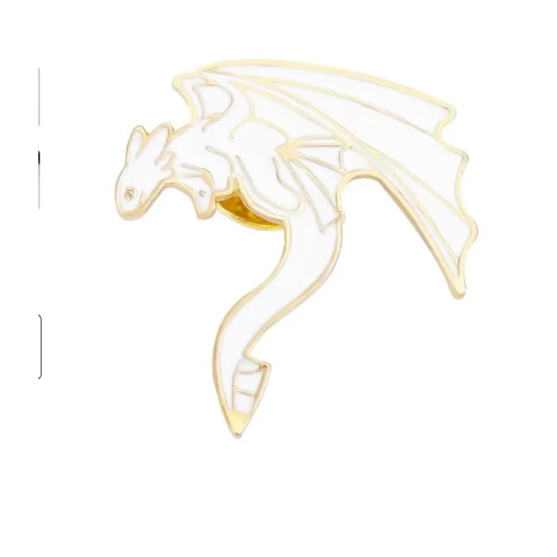 Cartoon Black and White Pterosaur Brooch Metal Enamel Badge for Clothing and Bag Accessories