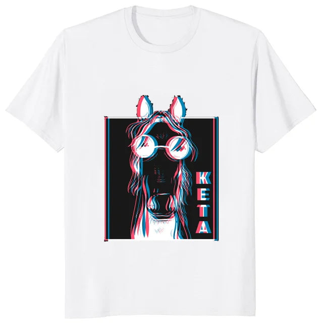Funny Horse Graphic T Shirt for Women Summer Oversized Casual Tee Y2K Style