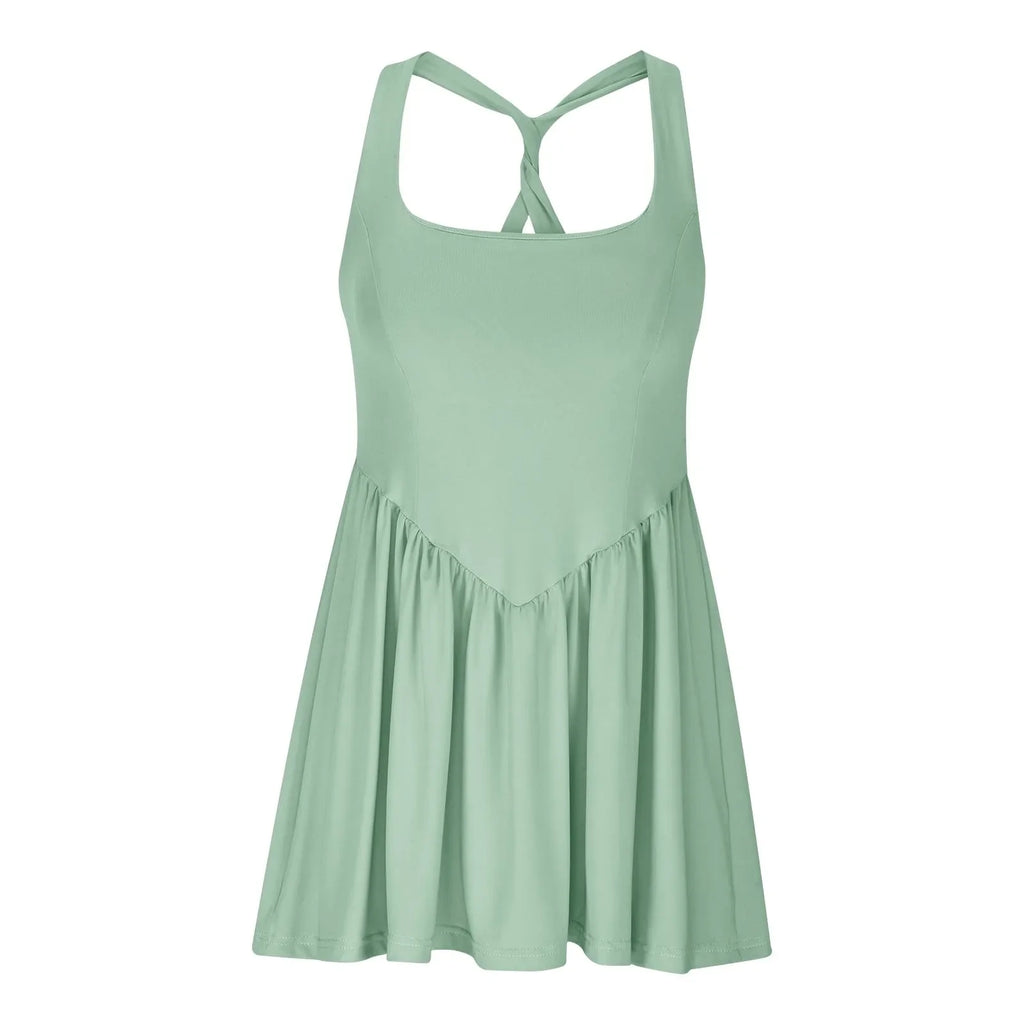 Womens Sleeveless Workout Romper With Built In Shorts