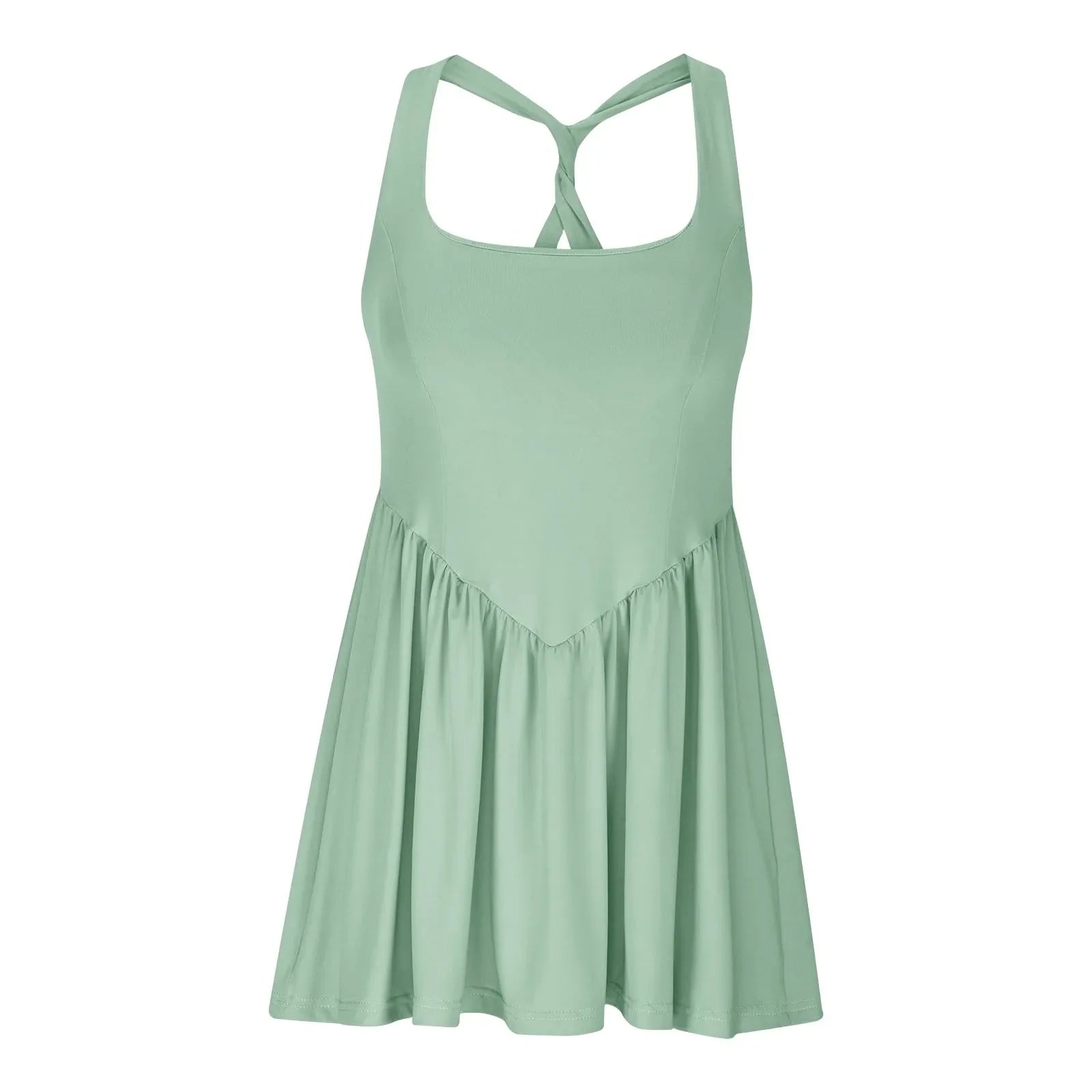 Womens Sleeveless Workout Romper With Built In Shorts