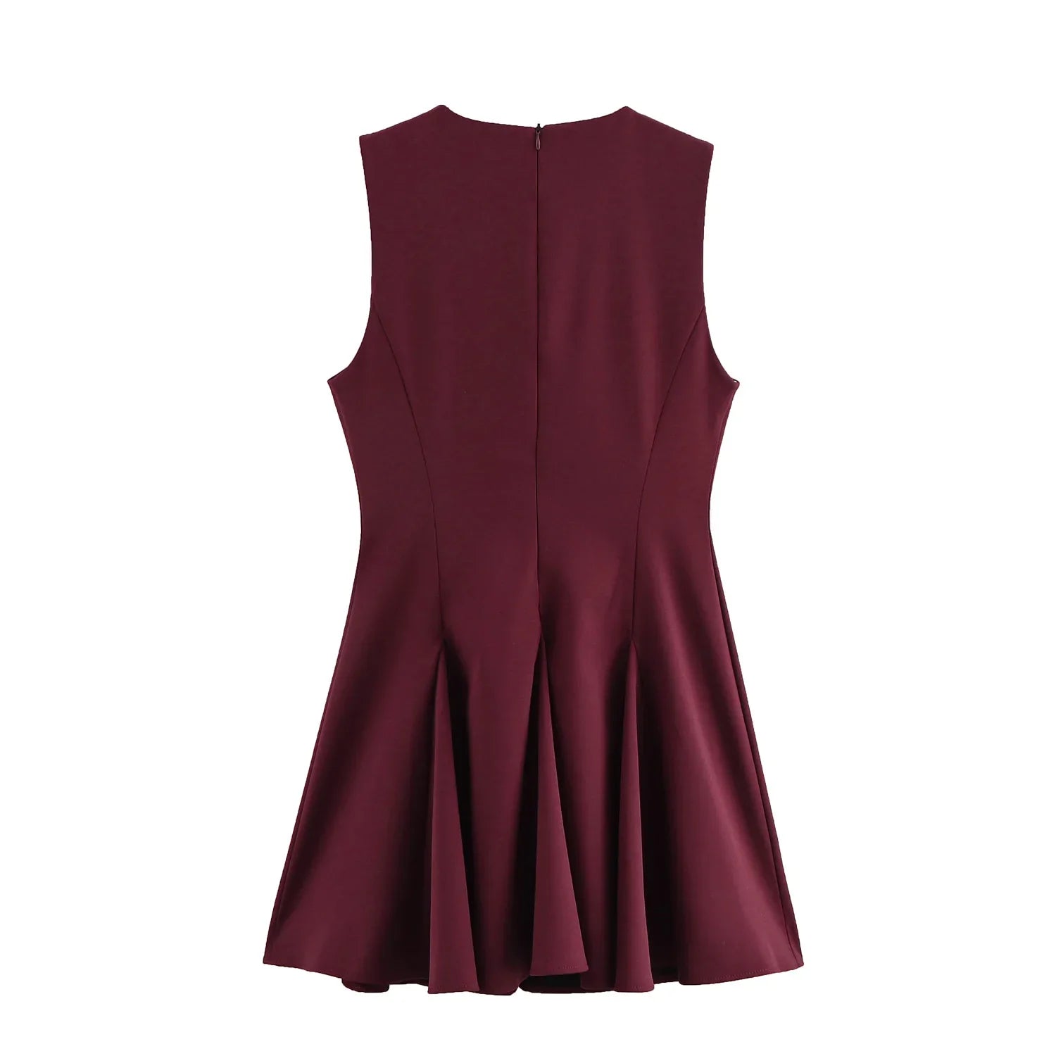 Hollow Out Bow Mini Dress Women Pleated Sleeveless Party