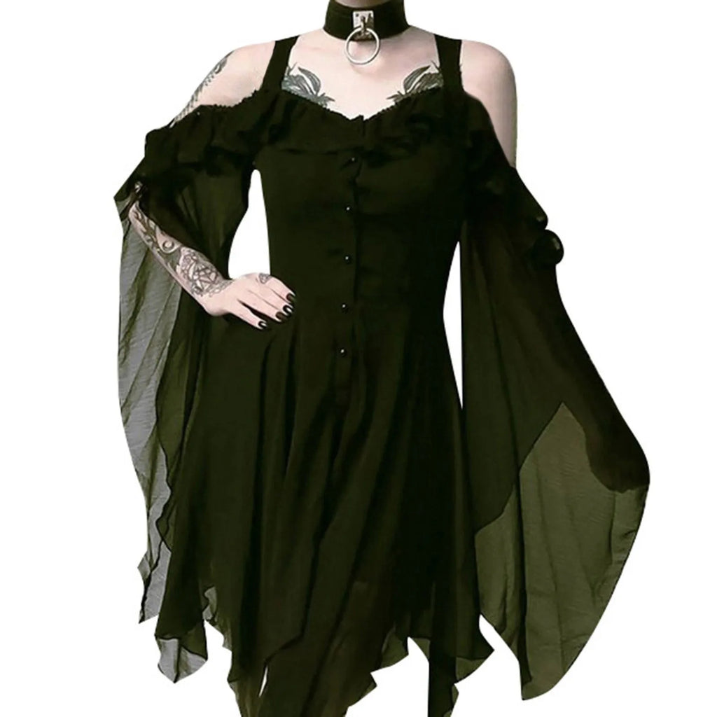 Plus Size Gothic Dress Wrap With Off Shoulder Ruffles