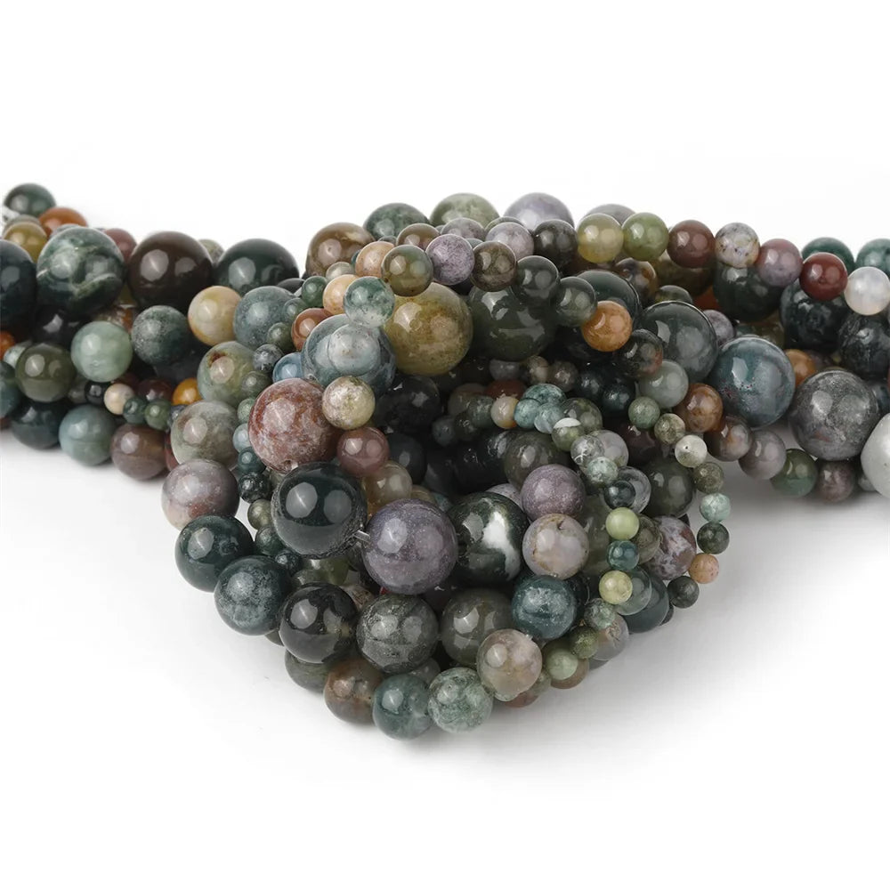 Natural Indian Agate Round Loose Spacer Beads for Jewelry Making and DIY Charm Bracelets and Necklaces