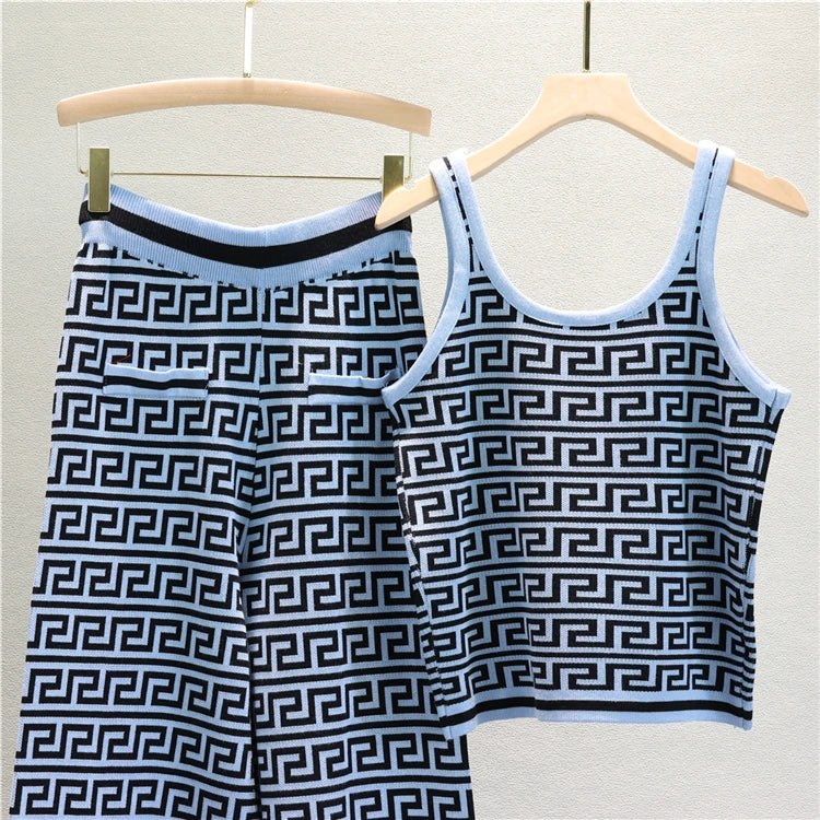 Elegant Casual Three-Piece Women's Fashion Houndstooth Printed Fitted Vest and Plaid Trousers Set for Spring and Autumn