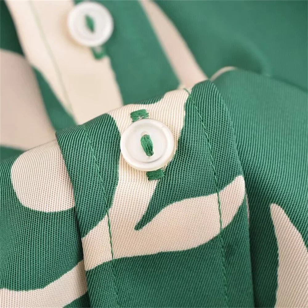 Casual Fashion Printed Collar Long Sleeve Shirt and Drawstring Pants Set for Women