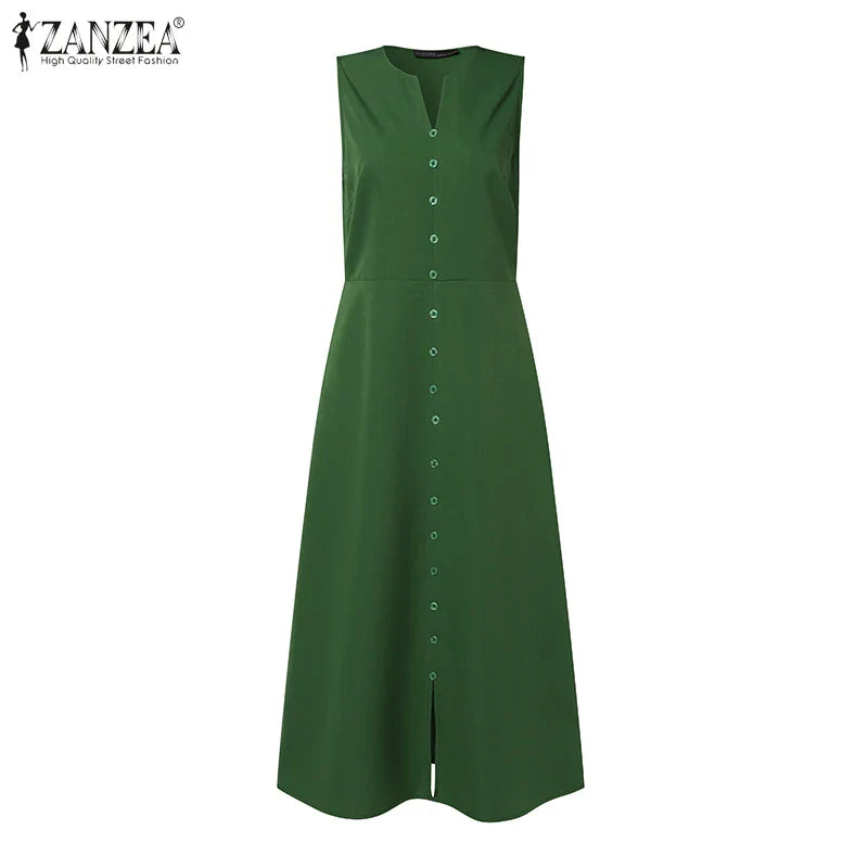 Sleeveless V Neck A Line Sundress For Women Summer Party