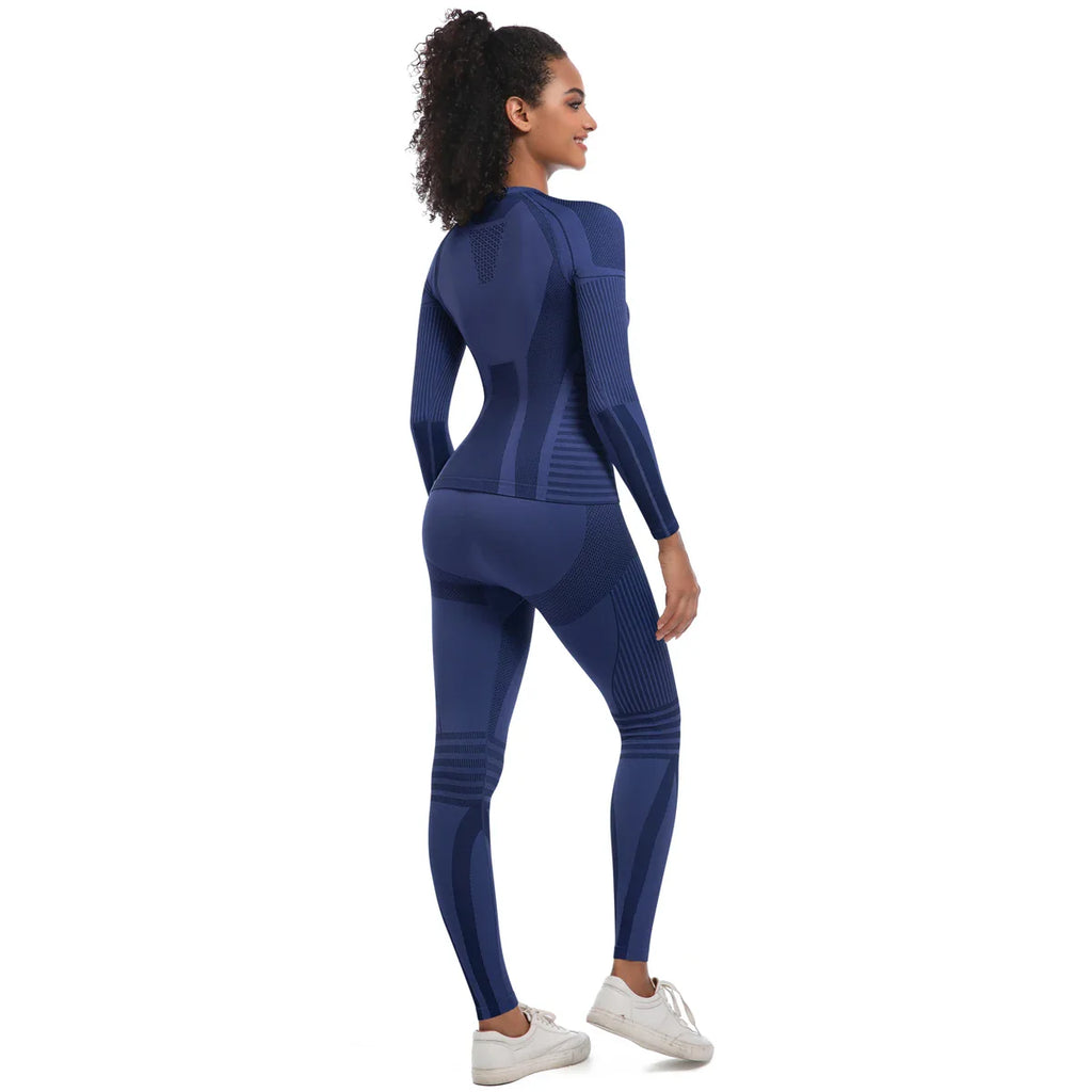 Women Thermal Skiwear Set Yoga and Fitness Workout Suit for Skiing Snowboarding Running and Exercise