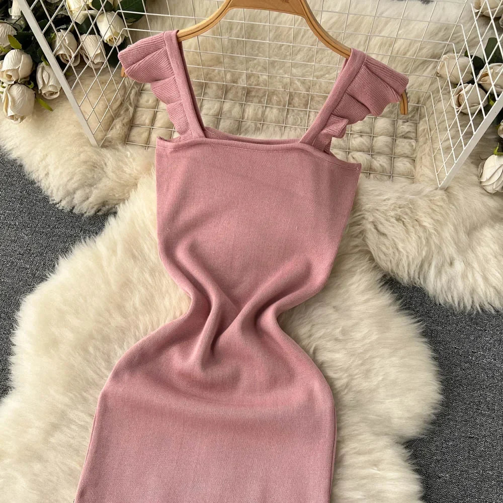 Sleeveless Wrap Midi Dress Hollow Split For Summer Beach