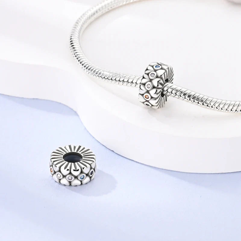 Fit Original 925 Sterling Silver Clip Charms with Zircon and Silicone Spacer Beads for Women DIY Bracelet Gift