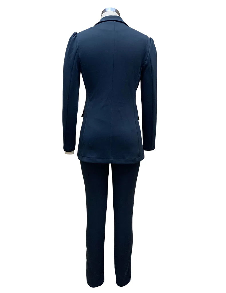 Bamboo Casual Blazer and Pencil Pants Set for Women