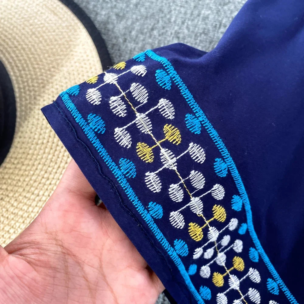 Bohemian Embroidered Floral Dress For Women Beachwear