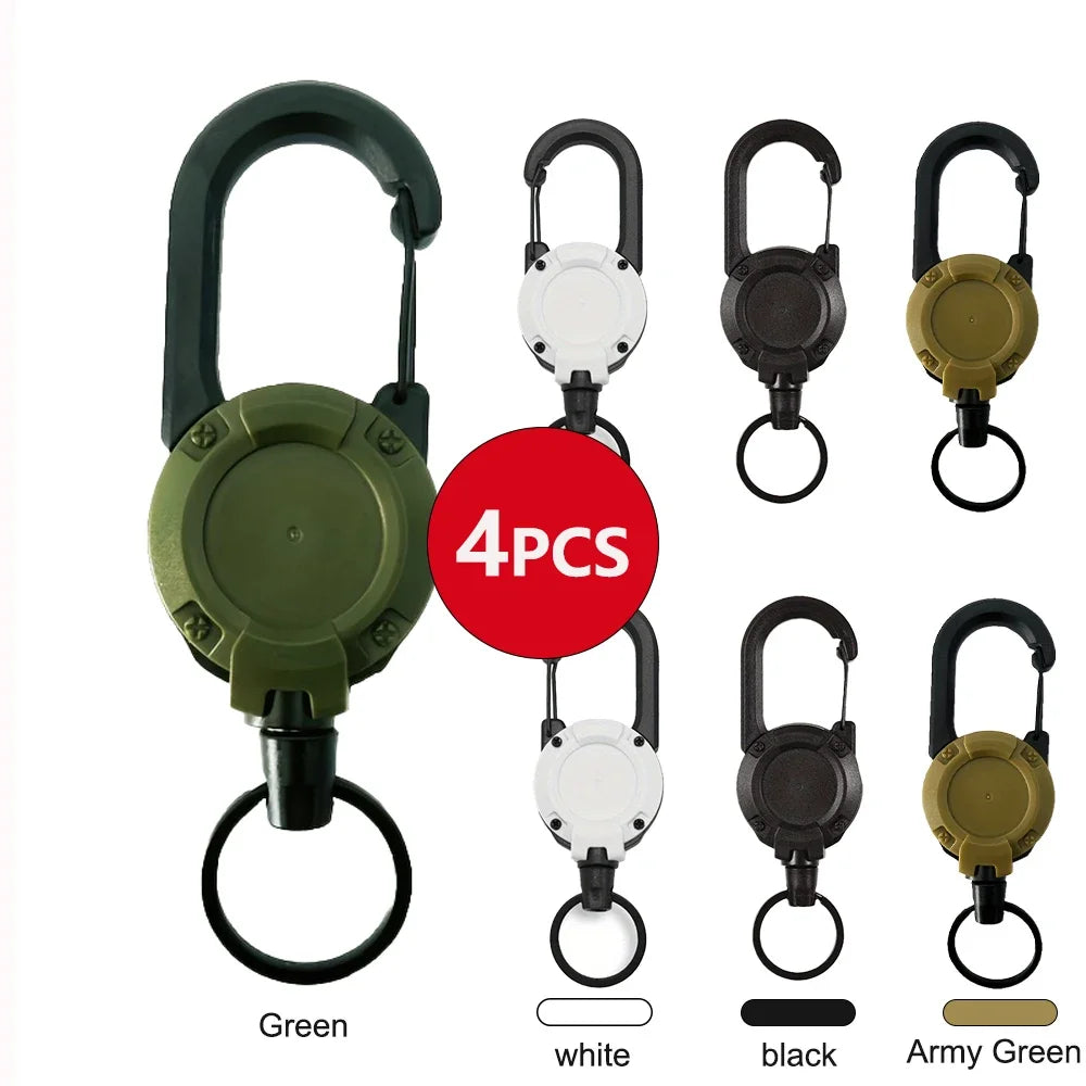 Extendable Retractable Keychain Badge Reels with Heavy Duty Clip and Carabiner for Outdoor Use