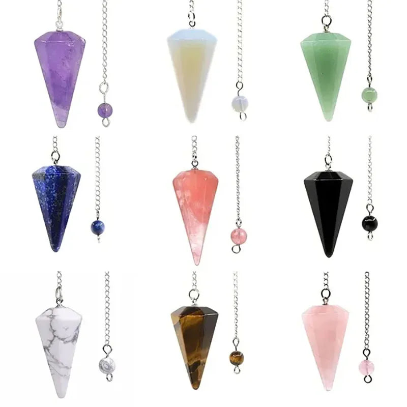 Natural Stone Quartz Agate Pendulum Pendant for Reiki Healing and Divination