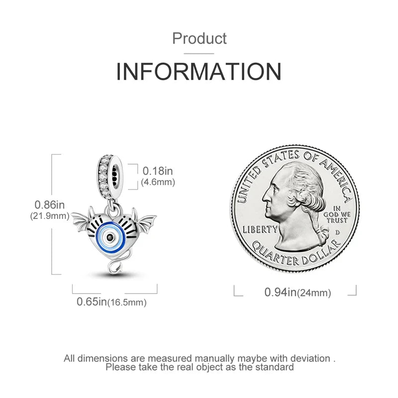 925 Silver Devil's Eye Charms Beads for Women DIY Jewelry Making