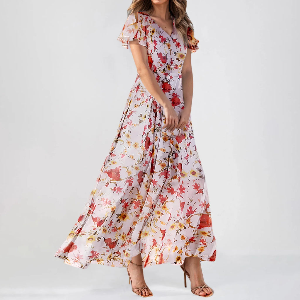 Floral Chiffon Maxi Dress for Summer Wedding Guest Chic