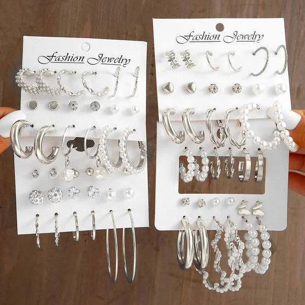 24-Pair Vintage-Inspired Small Hoop Earring Set for Women Elegant Geometric Iron Ear Ornaments for Daily Wear