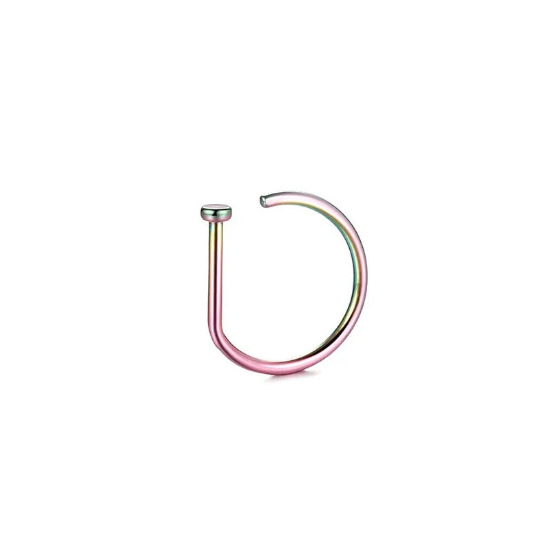 D-Shape Septum Nose Ring Clip On 316L Stainless Steel Fake Piercing Jewelry for Men and Women, 1/3/5 Pieces