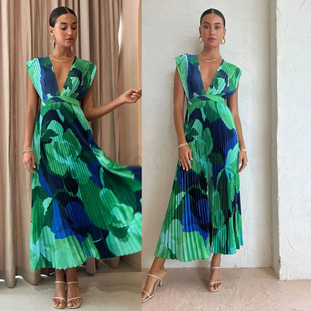 Pleated Sleeveless Casual Dress For Women Summer Vacation