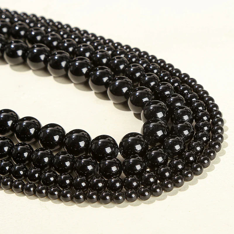 Natural Black Obsidian Beads 4mm 6mm 8mm 10mm Polished Round Loose Spacer Beads for Jewelry Making DIY Necklaces and Bracelets