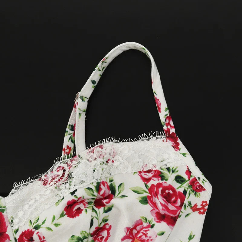 Red Print Maxi Dress For Women Sleeveless Lace V Neck Party