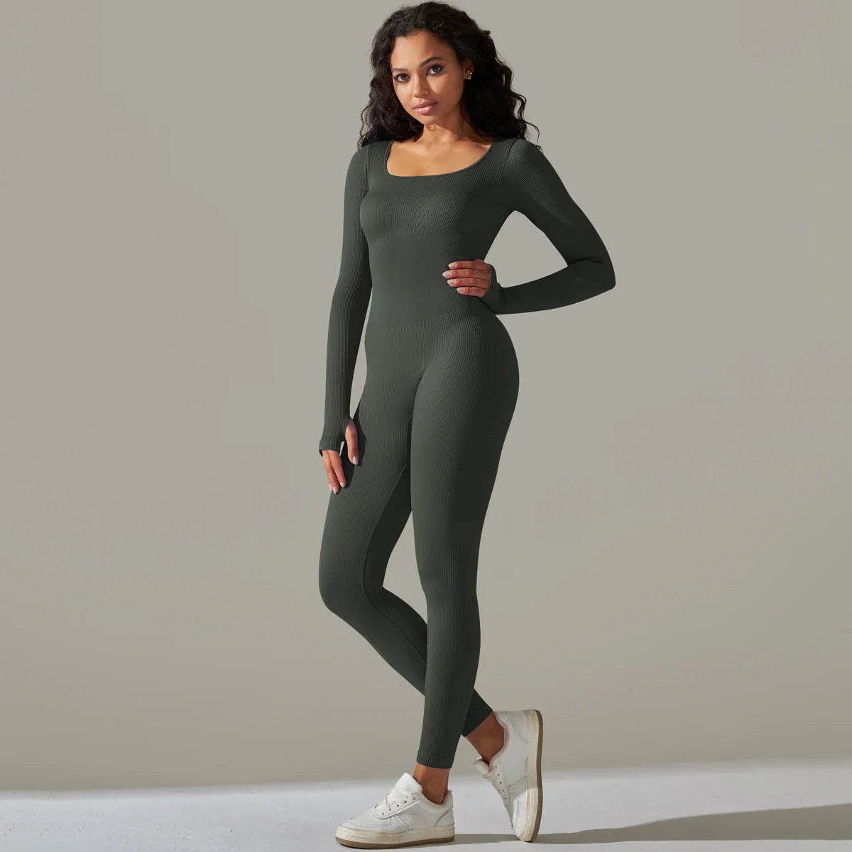 Women's Yoga Tracksuit Set One Piece Long Sleeve Jumpsuit for Workout and Gym Activities