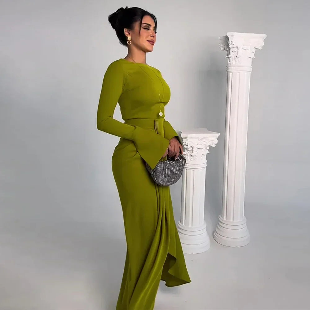 Satin A Line Prom Dress with Jewel Embellishments Gown