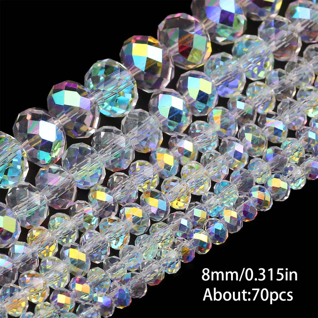 Austrian Crystal Transparent AB Glass Beads for DIY Jewelry Making in 3mm, 4mm, 6mm, 8mm Sizes