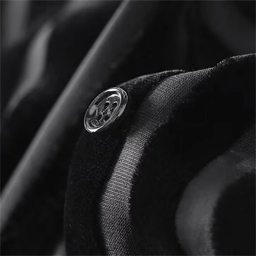 Versatile Black Blended Velvet Shirt for Women Slimming Three-Dimensional Design Business Casual and Leisure Fashion Top