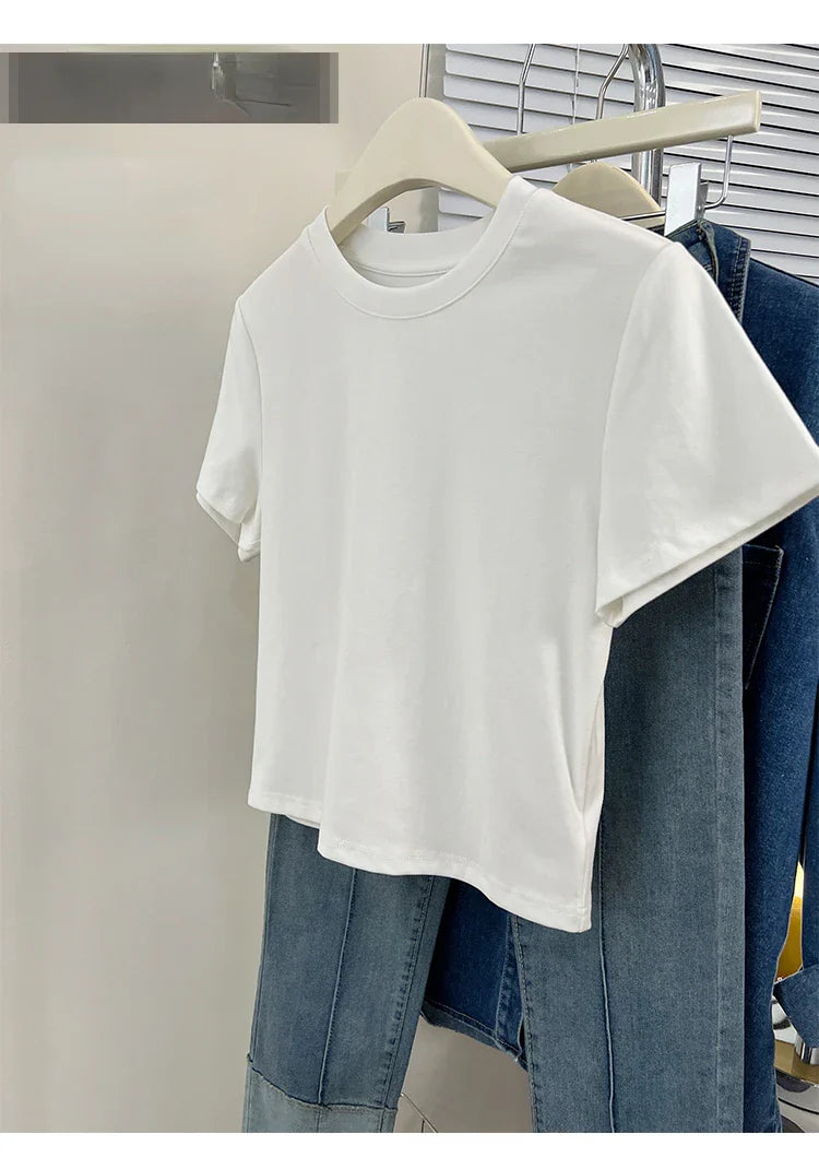 Oversized Cotton T-Shirt for Women, Short Sleeve Spring Tee with Trendy Print, Casual Y2K Style Top