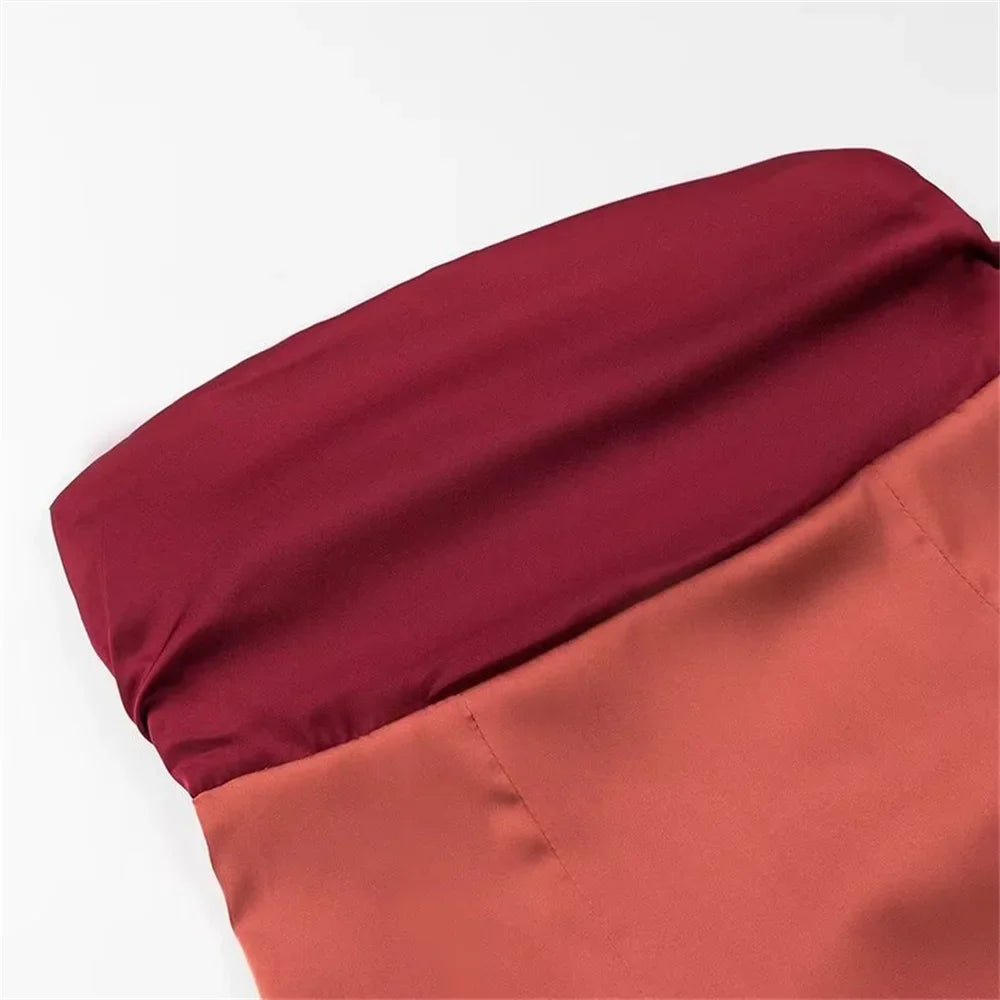 Satin Off Shoulder Sleeveless Tube Top Dress For Women