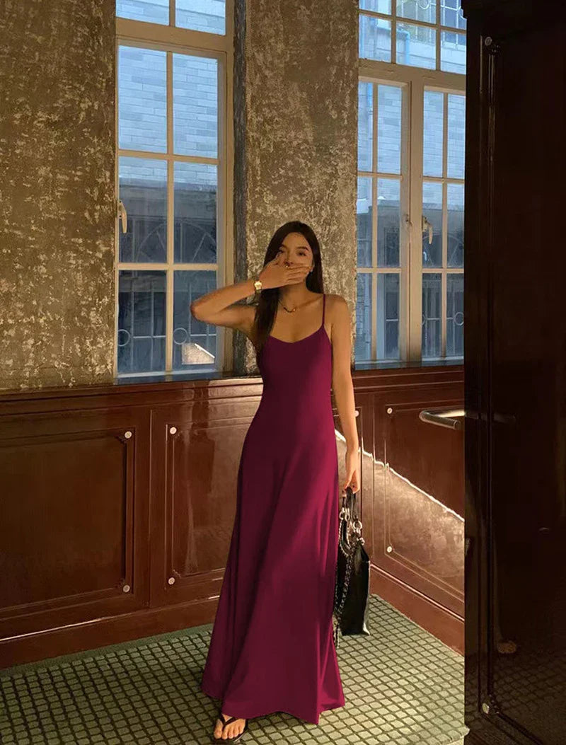 Y2K Black Strap Long Dress Sleeveless Bodycon Sundress